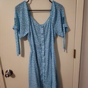 Medium - Blue White Floral Print Dress